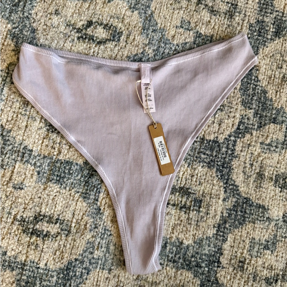 Skims Bundle of 3 Cotton Ribbed Fits Everybody Thong in Iris Mica Size‎ 4X NWT